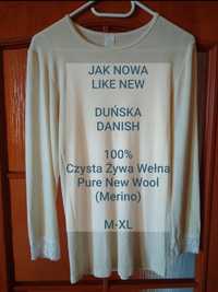 EVA  Duńska bluza termiczna z długim rękawem, 100% Merino, Roz. M-XL