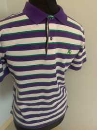 Burberry Brit fioletowa męska markowa, koszulka polo, paski bawełna M