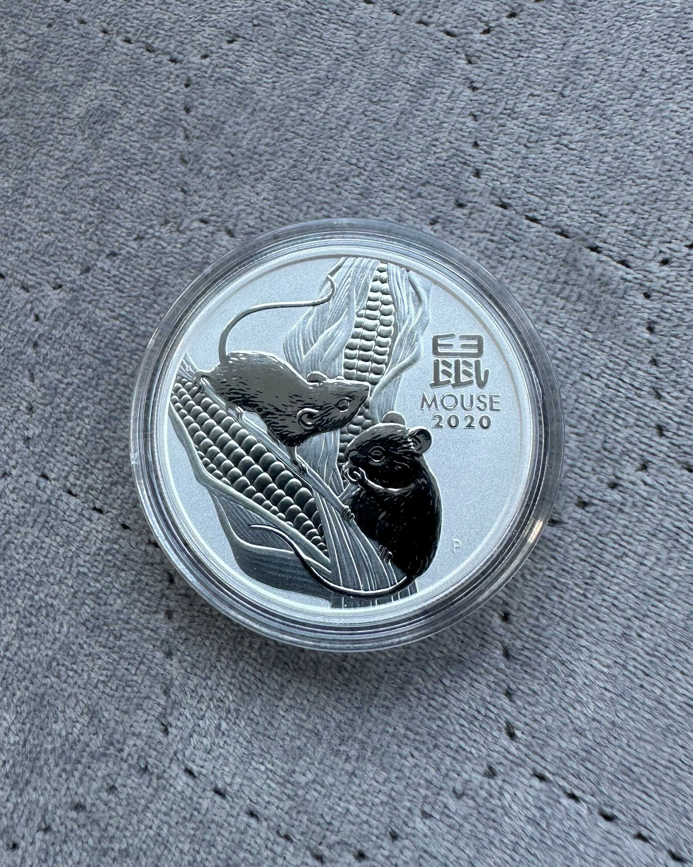 Срібна монета Австралії Lunar III Рік Миші 2020, 1 унція, 1 долар