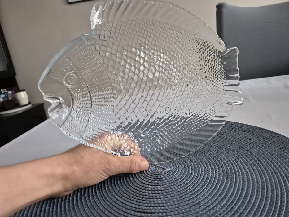 Półmisek talerz ryba do serwowania szklany do ryb