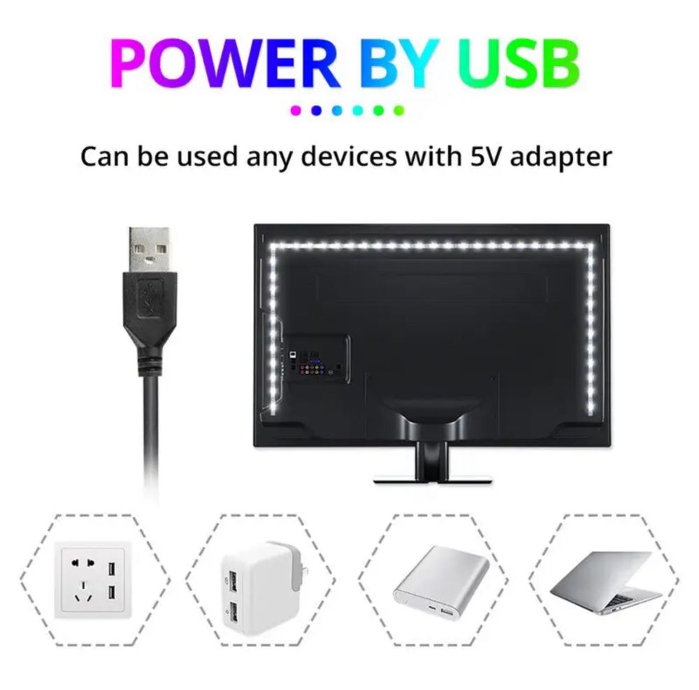 3M USB RGB Світлодіоднаs стрічка, 60 світлодіодів/метр, 5 В