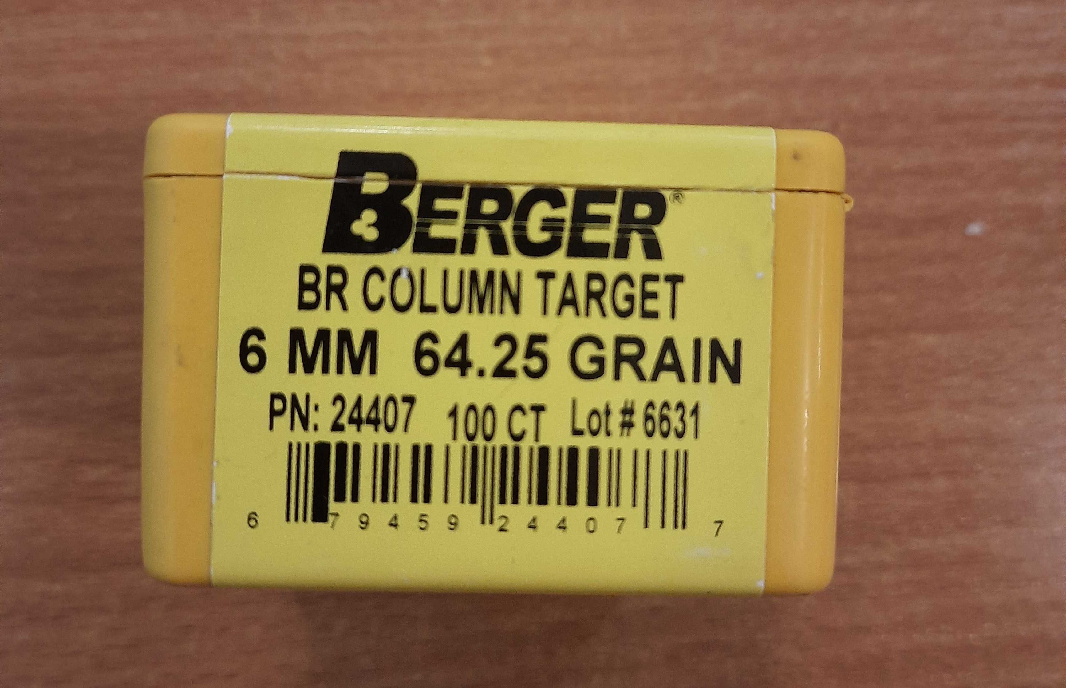 Berger BR Column Target 6 мм / .243 масса 64.25 Grain 78 шт 24407