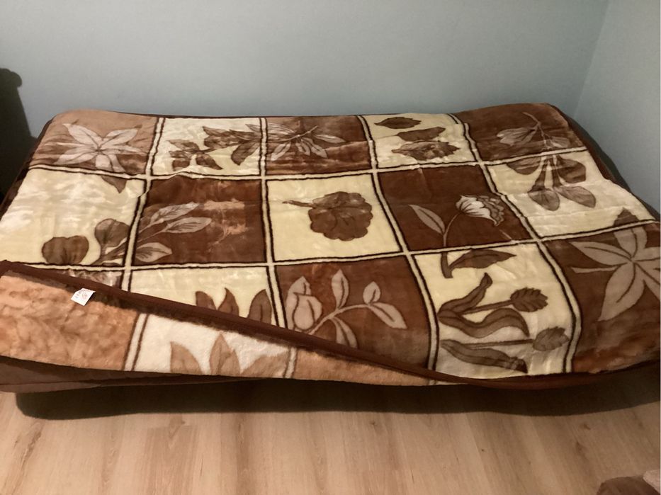 PLED/KOC/ NARZUTA dwustronny beż-brąz NOWY 160/200 Akryl-Gruby ciepły