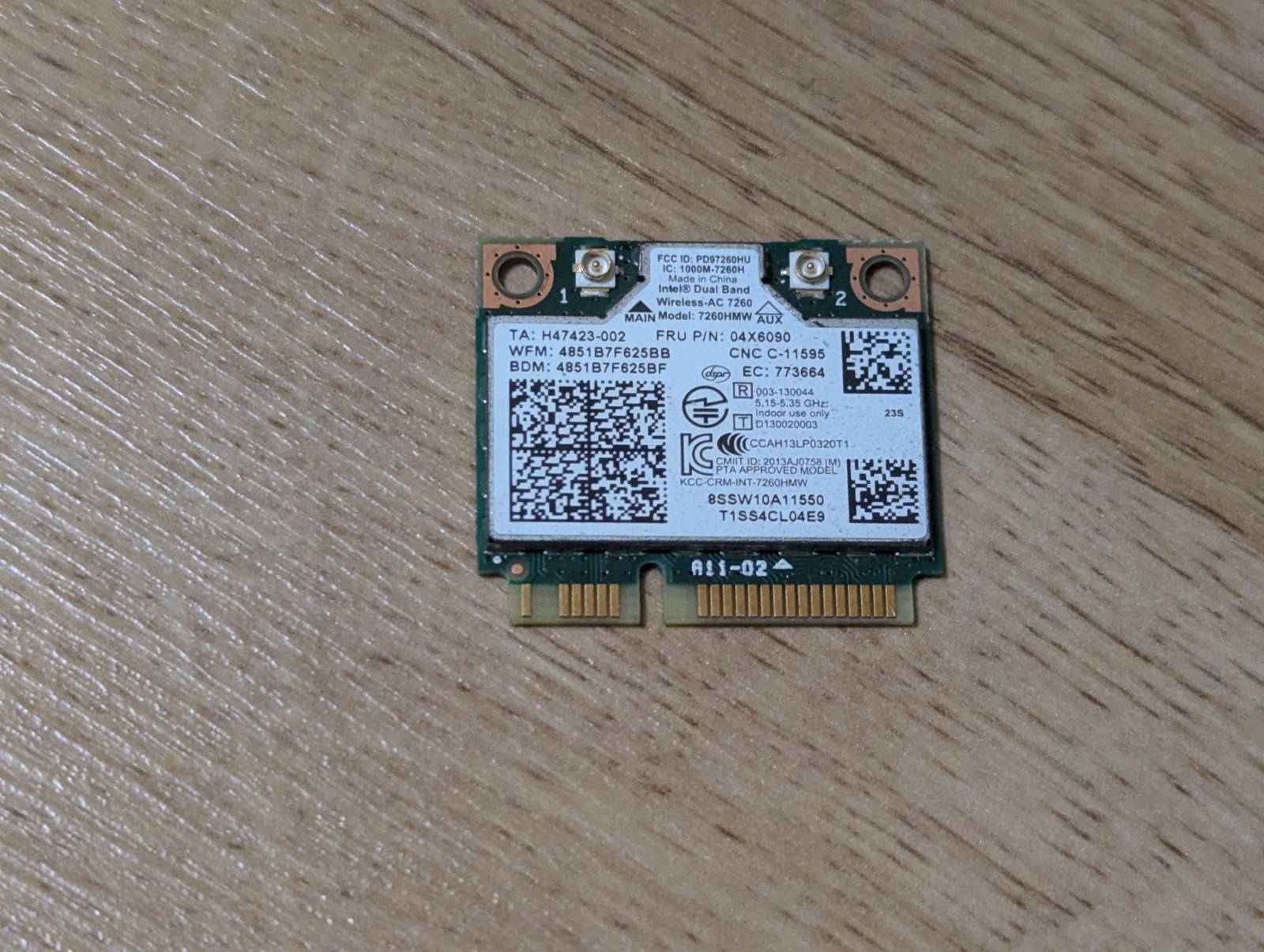 Wi-Fi для ноутбука Intel 7260 AC, 2,4 GHz, 5 GHz, AC