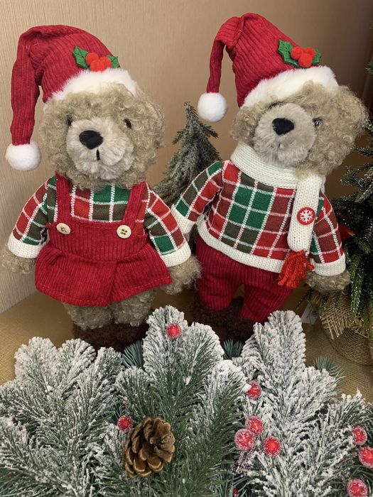 Новорічна іграшка, Ведмедики, 35 см, м‘яка іграшка, парочка мишек.