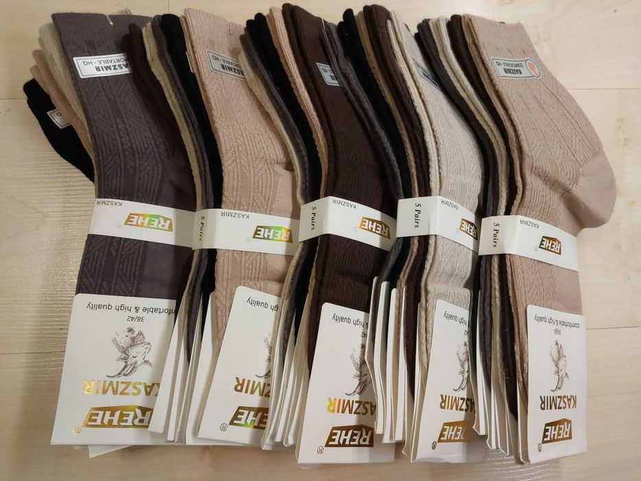Komplet 5 paczek 25 par skarpety damskie kaszmirowe