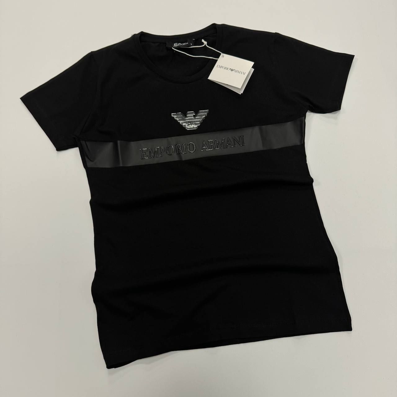 EMPORIO ARMANI WOMAN 2024 Женская футболка черная белая топовая скидка