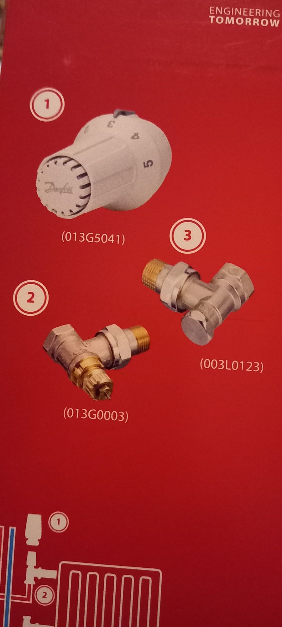 Zestaw termostatyczny kątowy Danfoss 013G0003 1/2'' + Głowica Danfoss