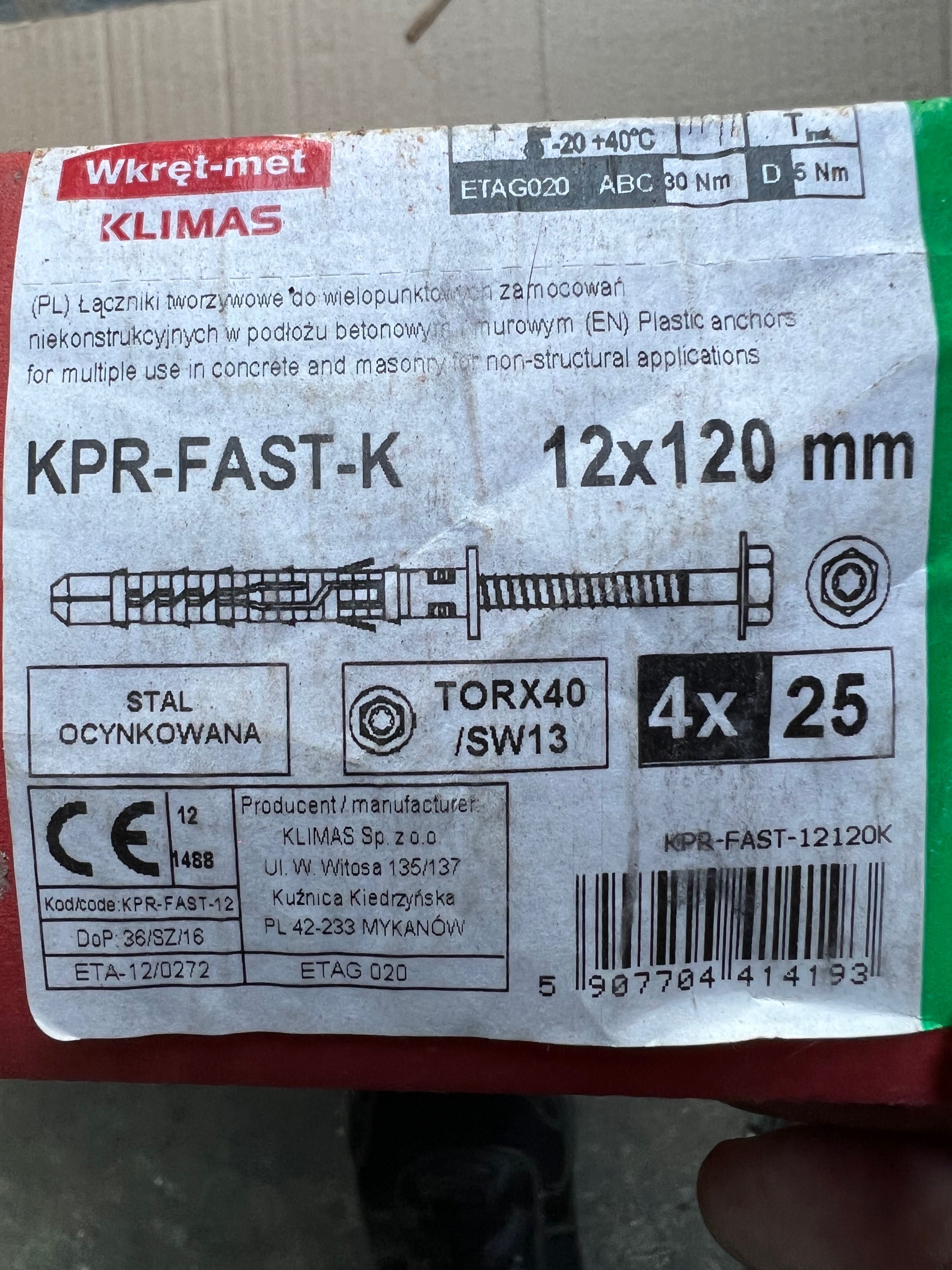Дюбель з шурупом 12х120 з шестигранною головкою KPR FAST K Wkret-Met
