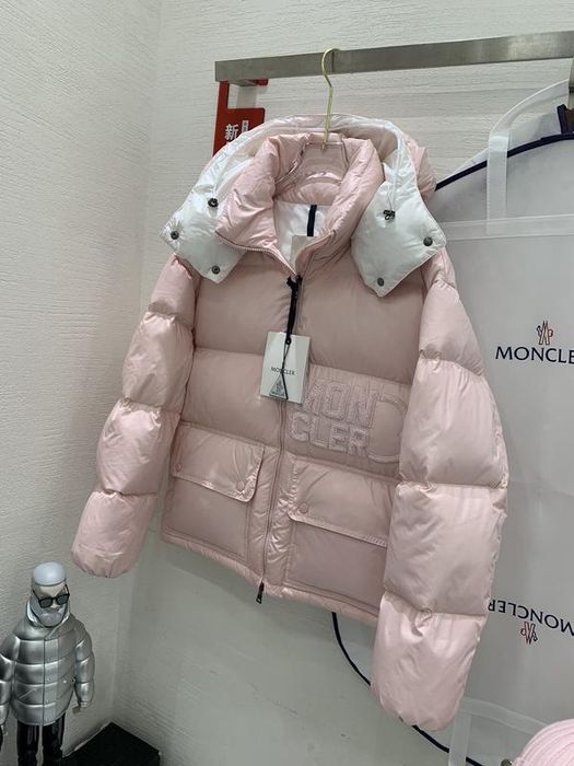 Куртка Moncler пуховик рожевий чорний