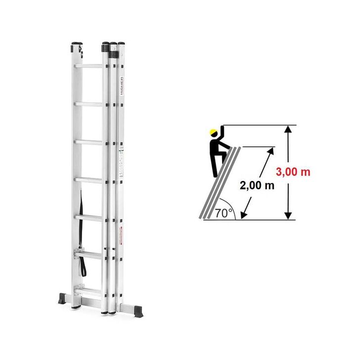 Drabina 3x7 HEco PROFESSIONAL o zasięgu roboczym max. 4,46 m + PREZENT