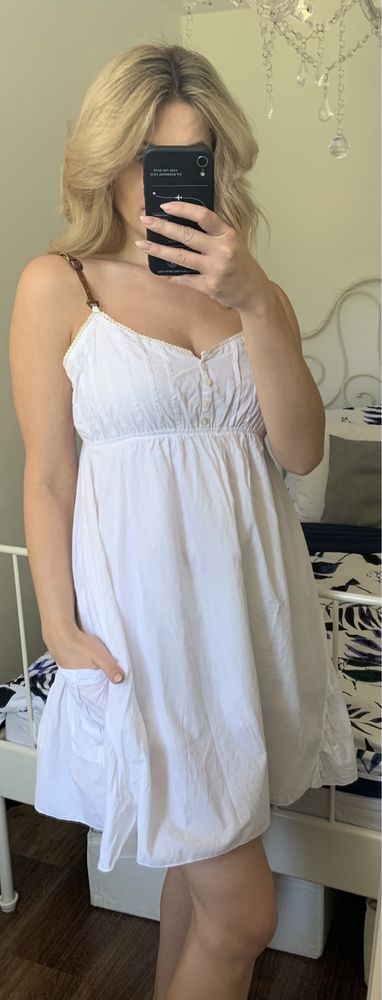Biała rustykalna boho sukienka mini Limon Company XL