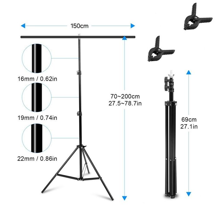 Тримач фона,Ворота для фона.Фотоворота 2.0х1,5м + 2 прищепки