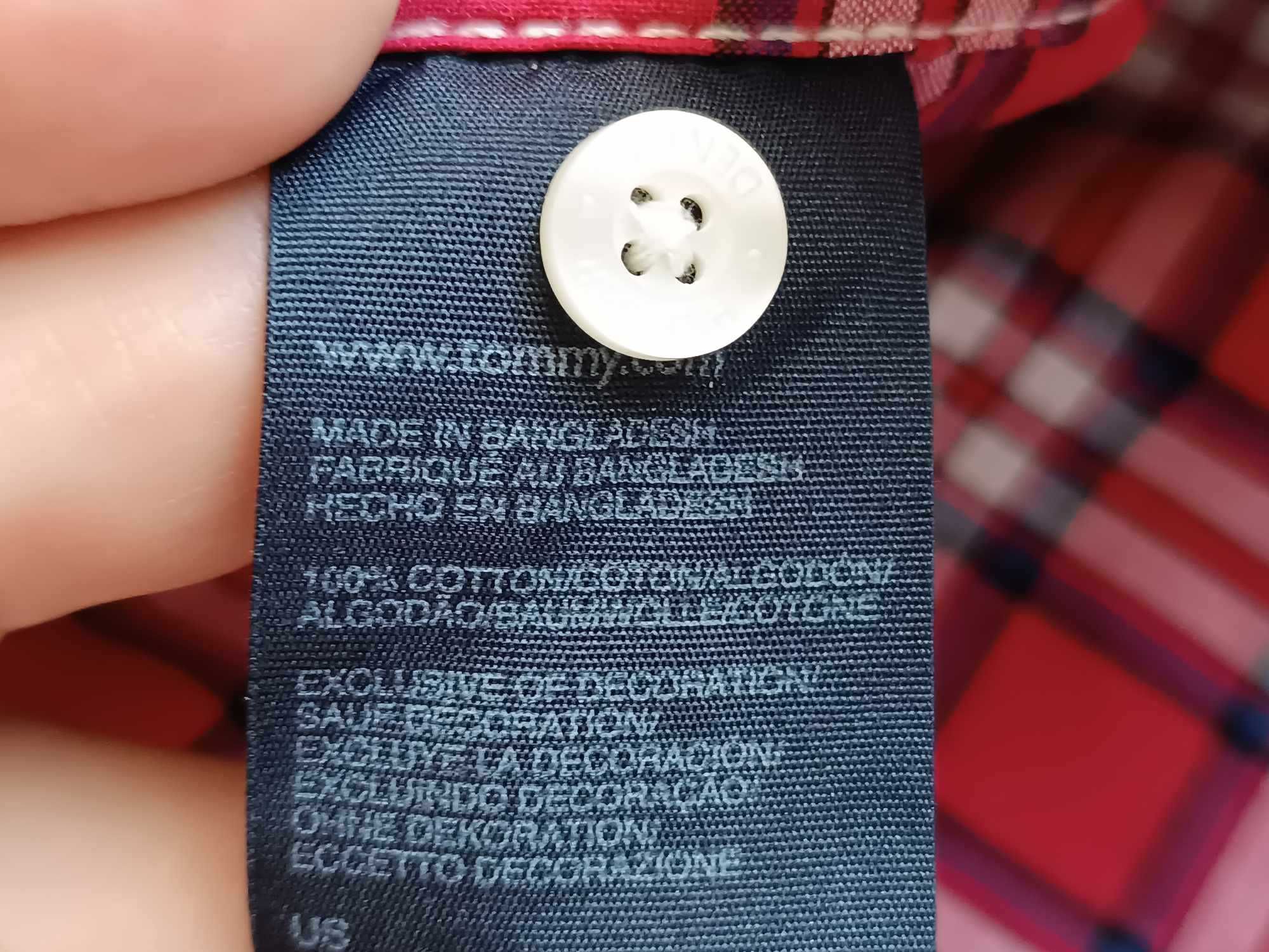 Piekna koszula uniseks 100% bawełna, krata logo -S/M - Tommy Hilfiger.