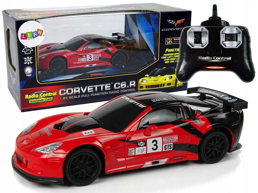 Auto Sportowe R/c 1:24 Corvette C6.r Czerwone 2.4 G Światła