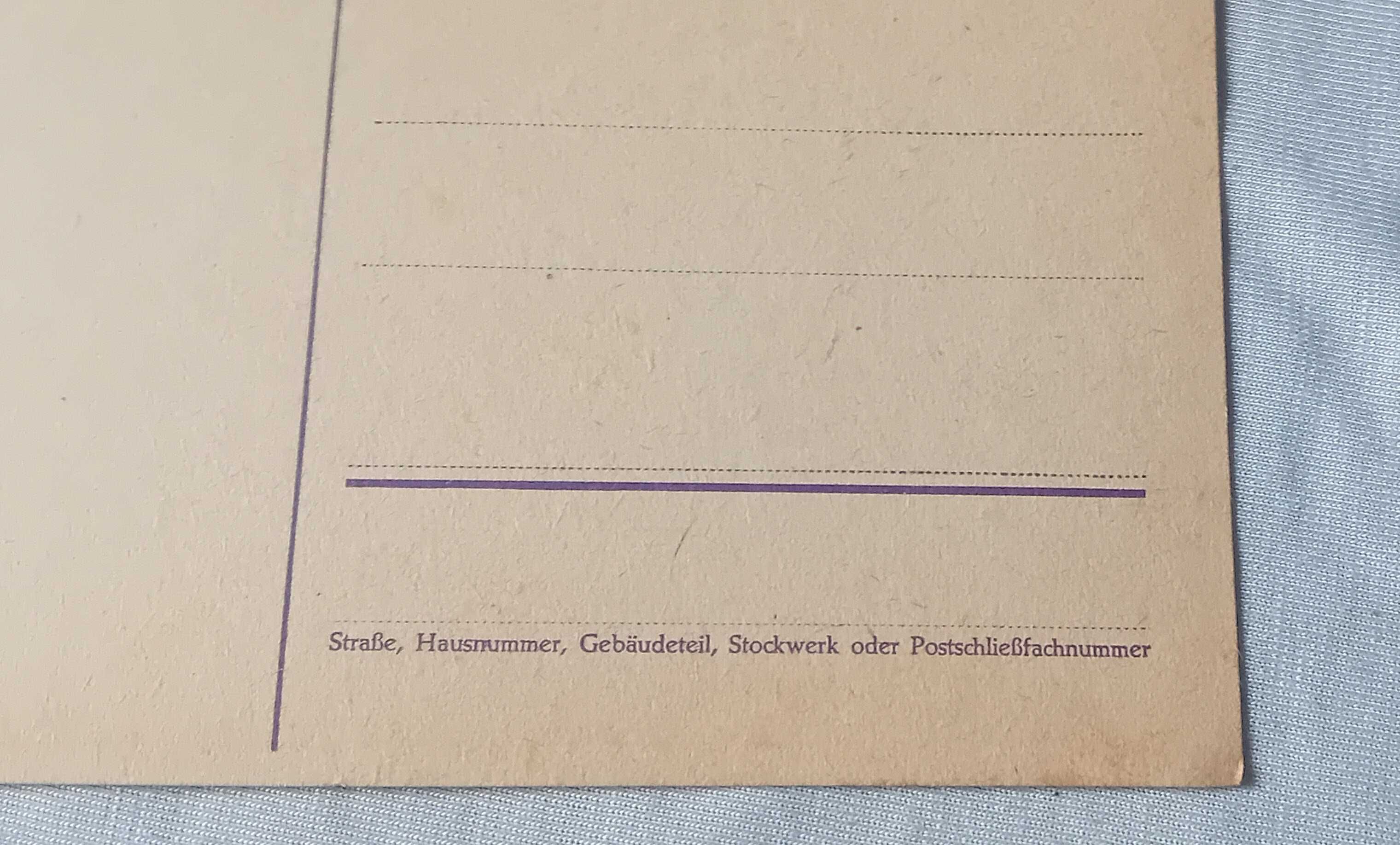 Pocztówka z III Rzeszy z wydrukowanym zamiennikiem znaczka. Bez obiegu