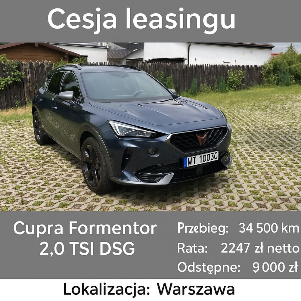 Cupra Formentor, 2.0 TSI, 190KM, DSG, 4Drive, cesja, rata 2247 zł