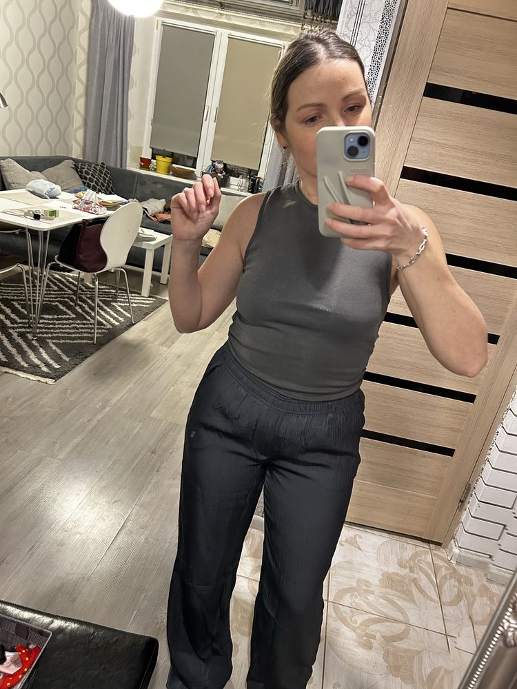 Атласні піжамні брюки Zara, сірі, S