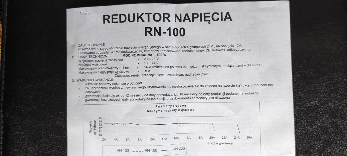 Reduktor/Przetwornica 24V - 12V 100W