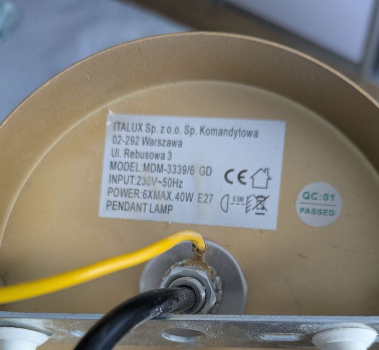 Żyrandol sufitowy Italux złoty