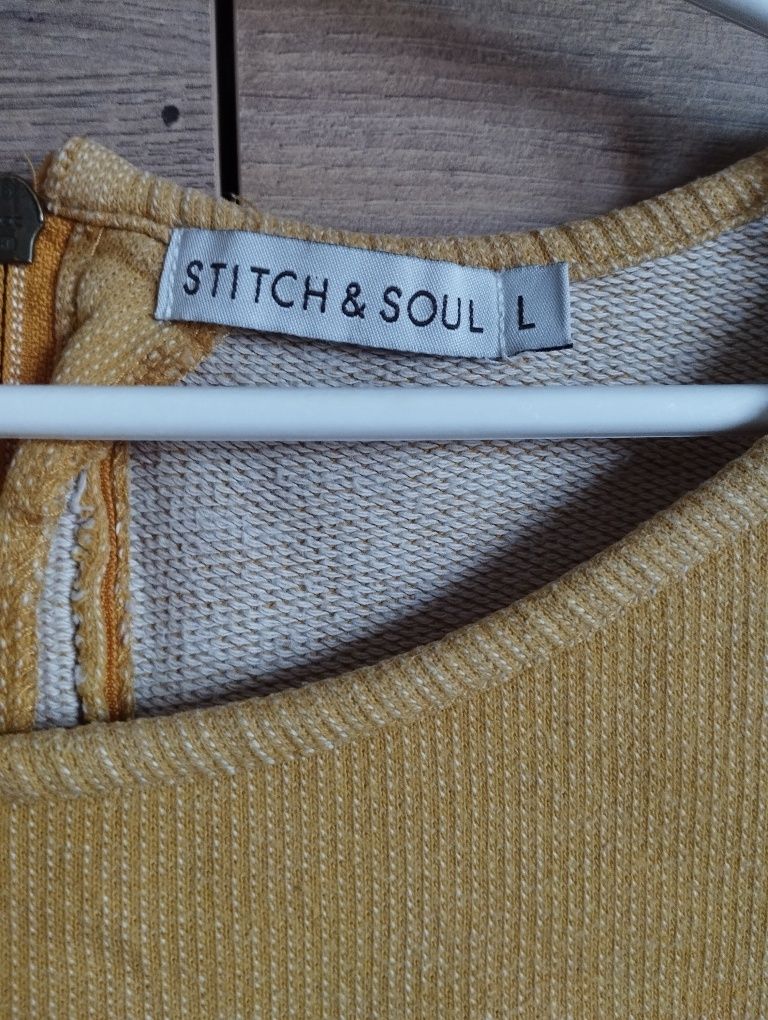 Stitch & Soul L musztardowy sweter bluza asymetryczna