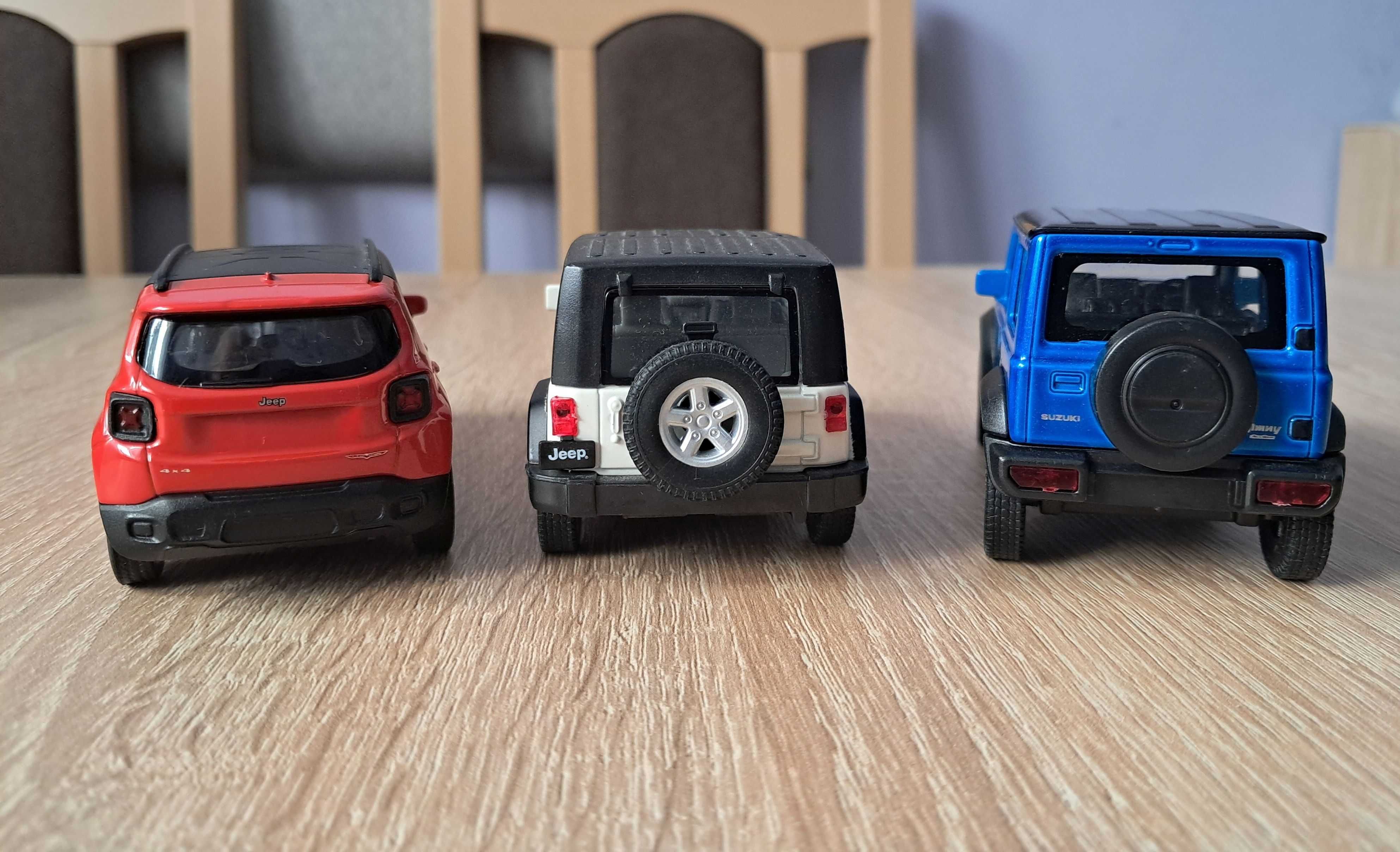 Dwa Jeepy i Suzuki terenowe skala 1:34 Welly