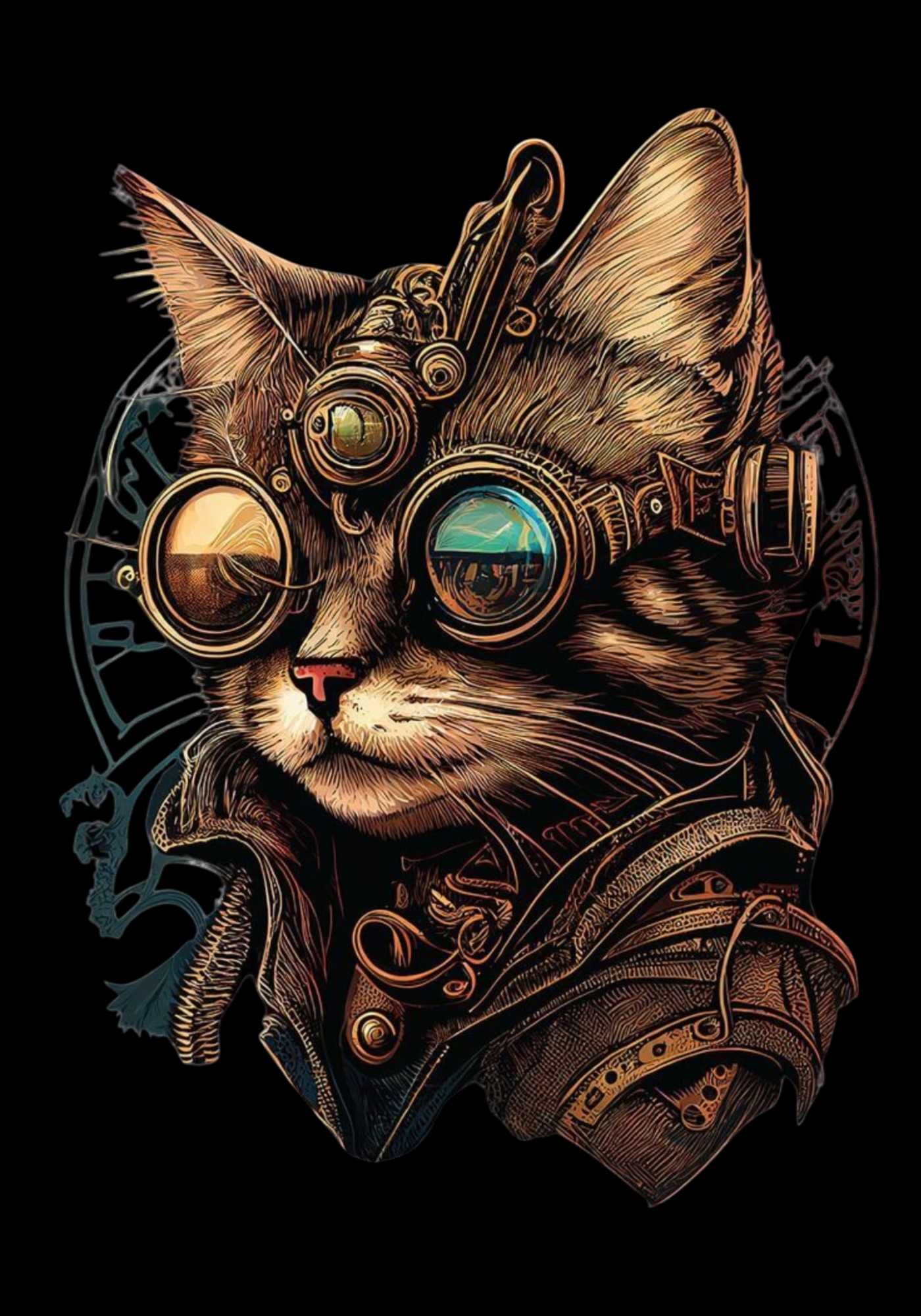 Koszulka Koszulka steam punk cat, kot