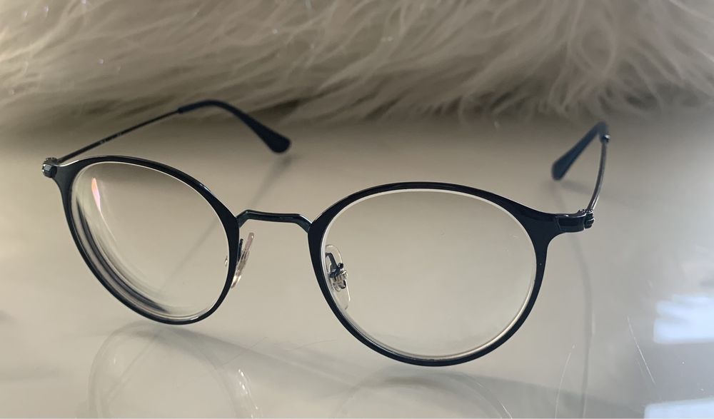 Ray Ban granatowe oprawki korekcyjne, okulary i etui