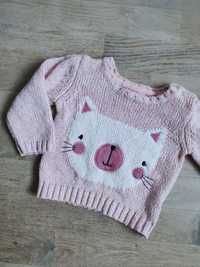 Różowy sweterek z kotkiem Young Dimension 74 6-9 miesięcy