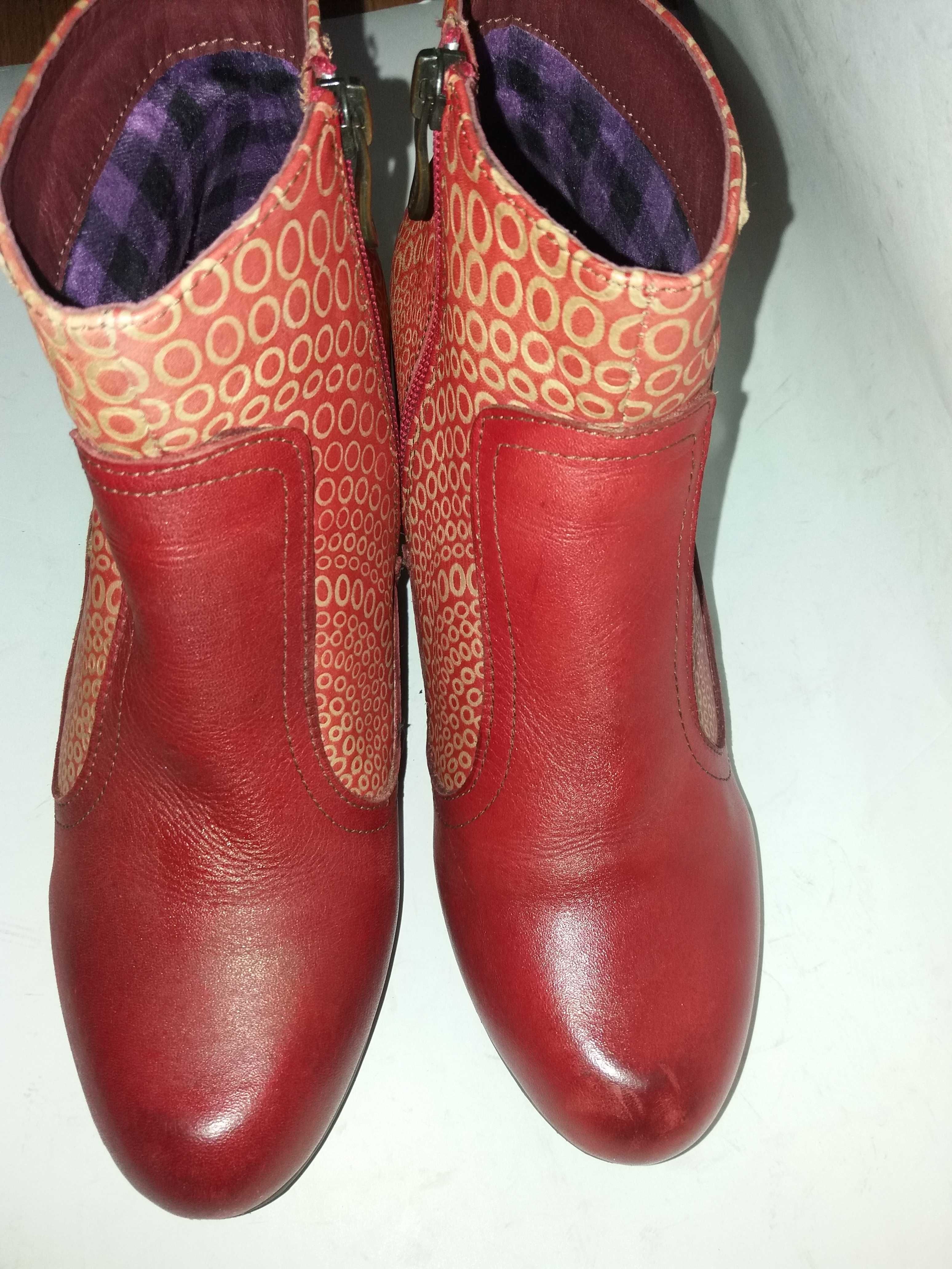 Ботинки красные женские на каблуке кожа Laura Vita 38р