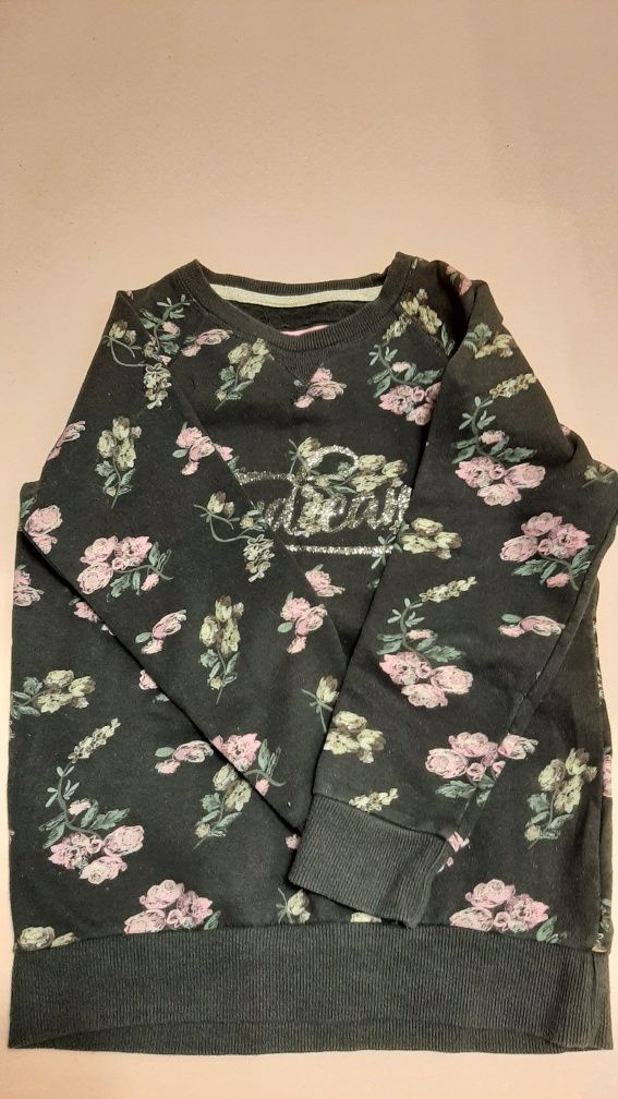 Bluza dziewczęca czarna w kwiaty rozmiar 152