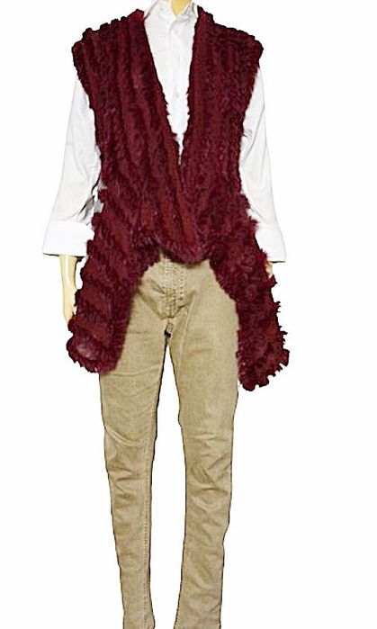 Piękna futrzana kamizelka z królika bezrękawnik M L 38 40