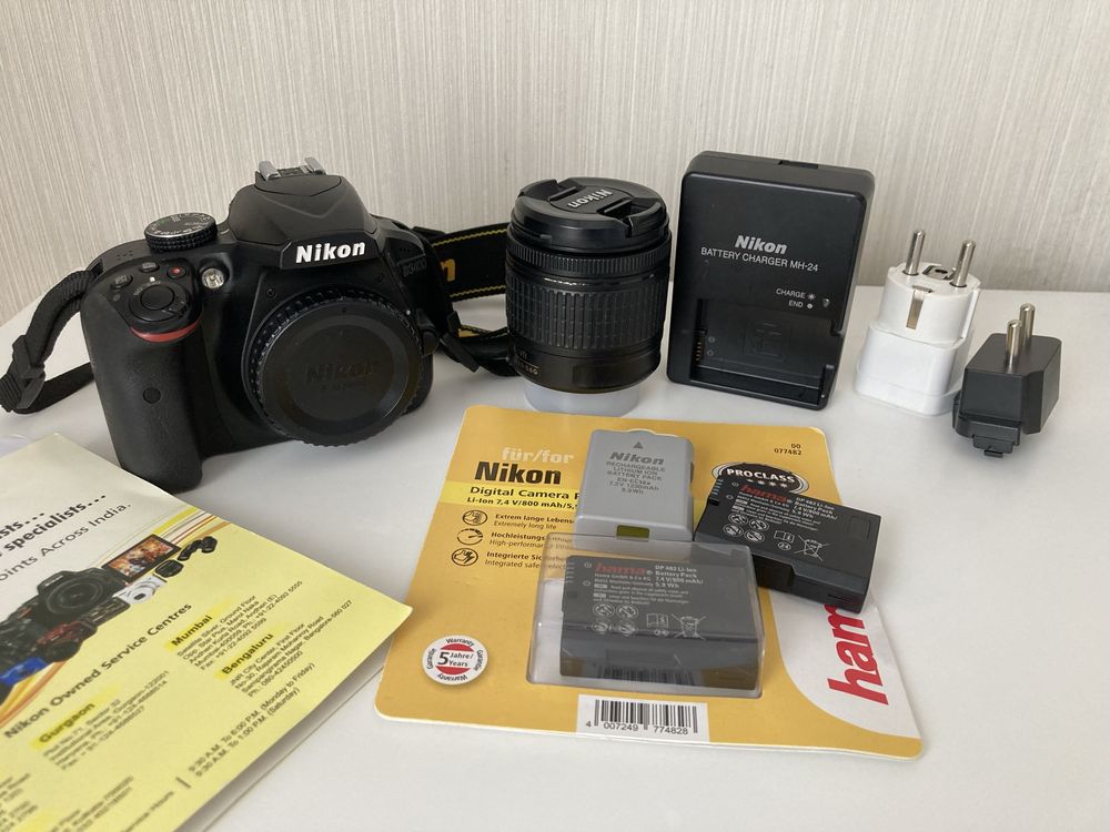 Conjunto Nikon d3400 + lente + flash