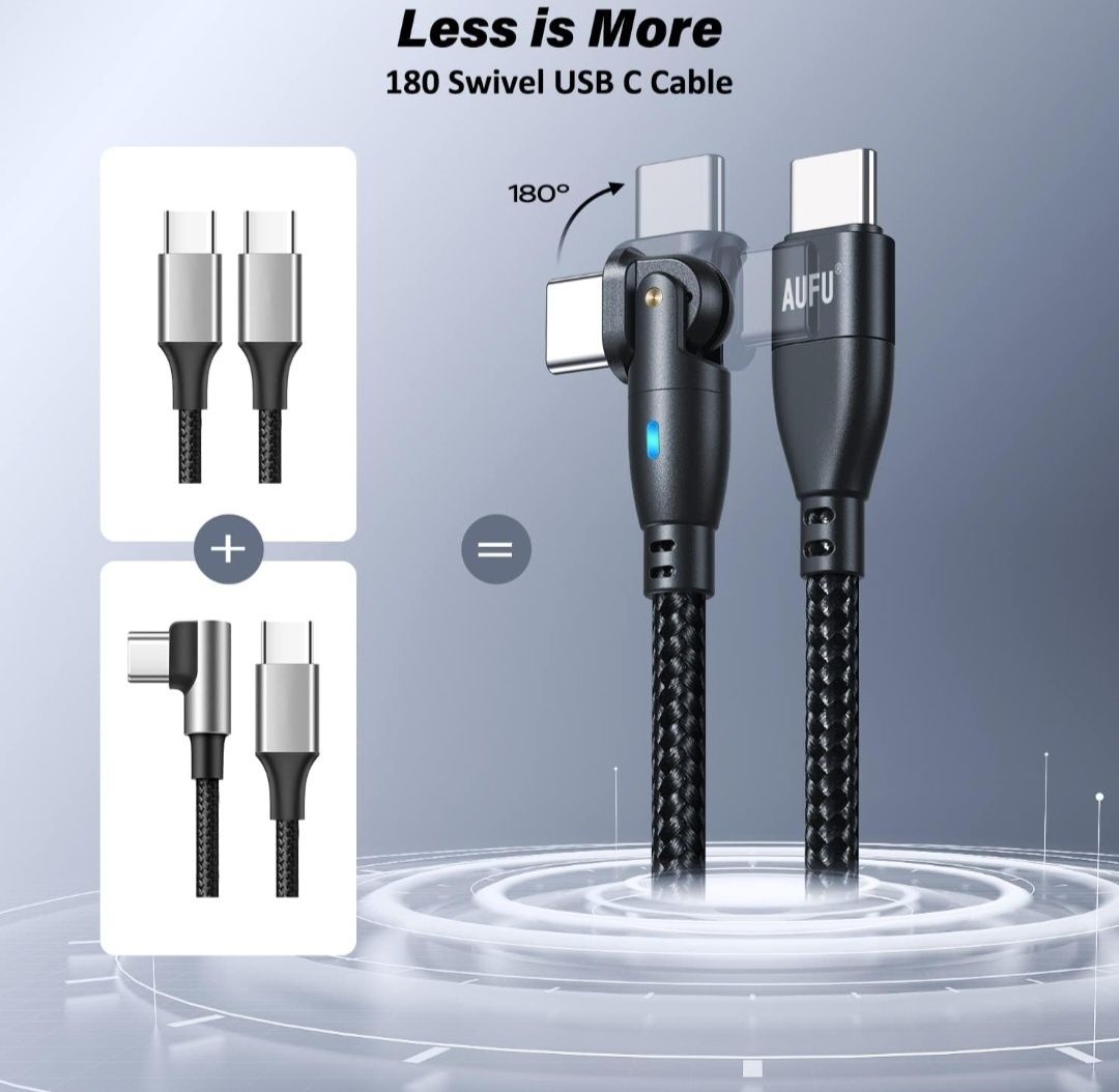 2 sztuki AUFU 60W Kabel USB C do USB C długość 2m
