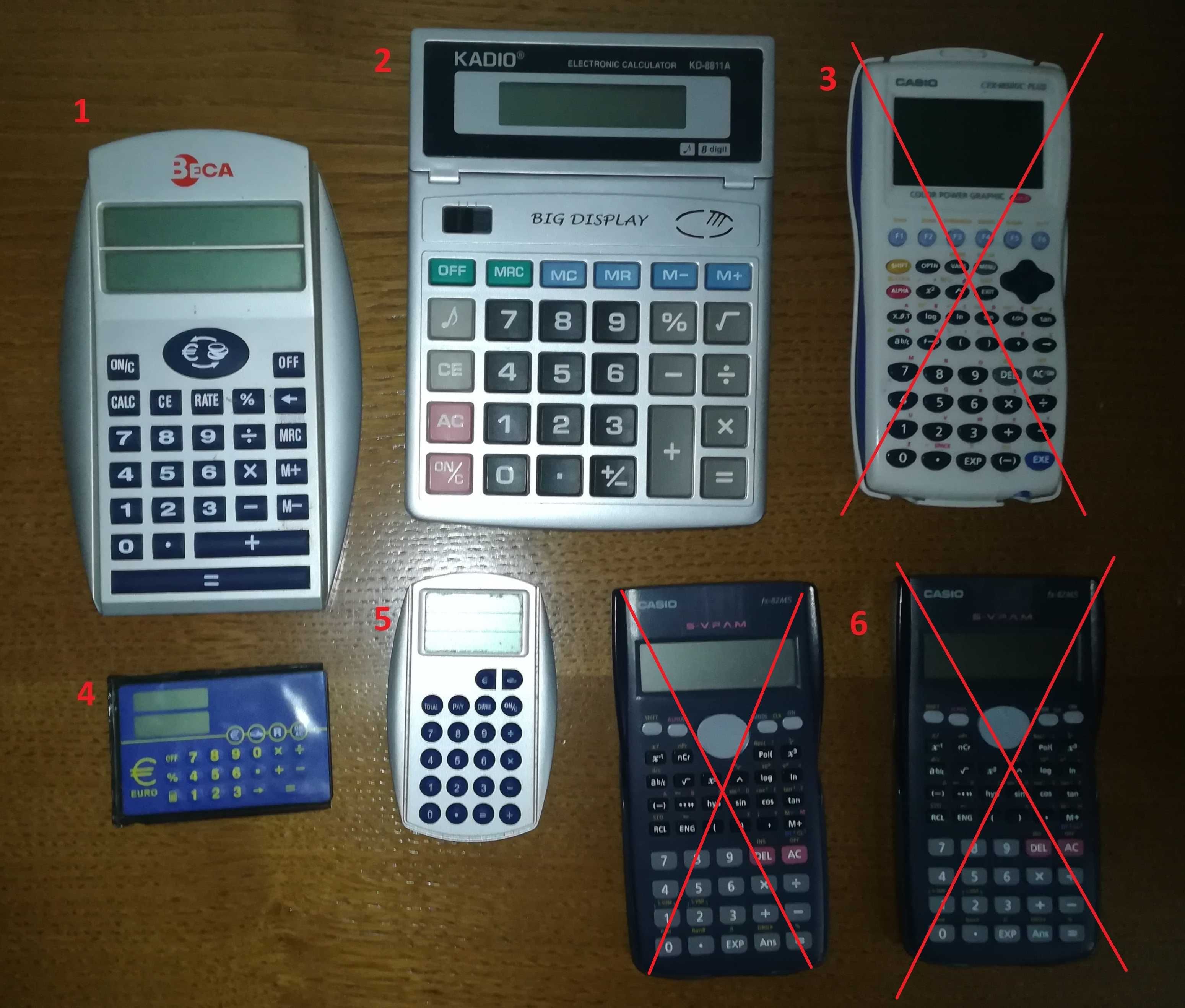 Calculadoras de diferentes tipos