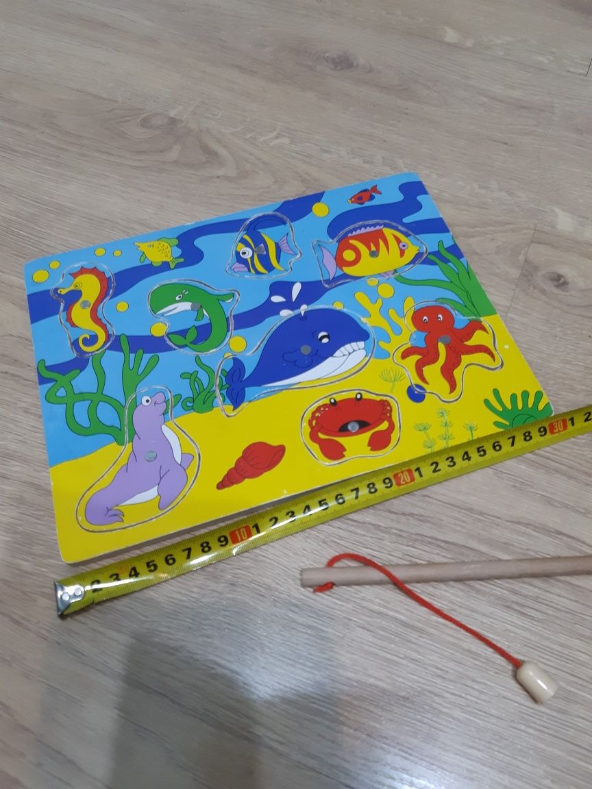 Drewniana zabawka wędkarz elefun toys łowienie ryb
