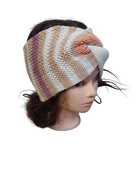 Opaska Handmade, turban Węzeł Dwuwarstwowa Zimowa szeroka PODWÓJNA,