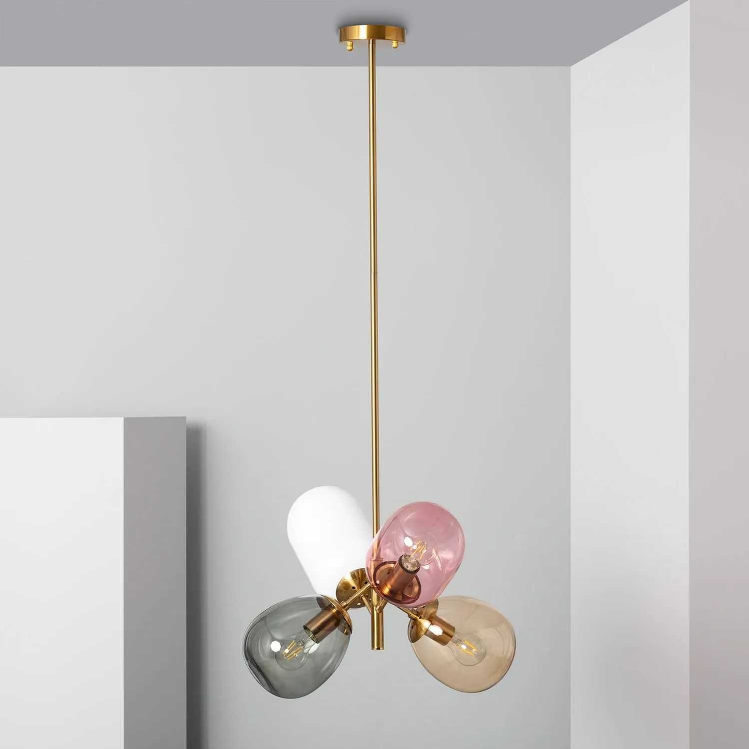 Piękna Duża Lampa Wisząca z Metalu i Szkła Papallona od Ledkia