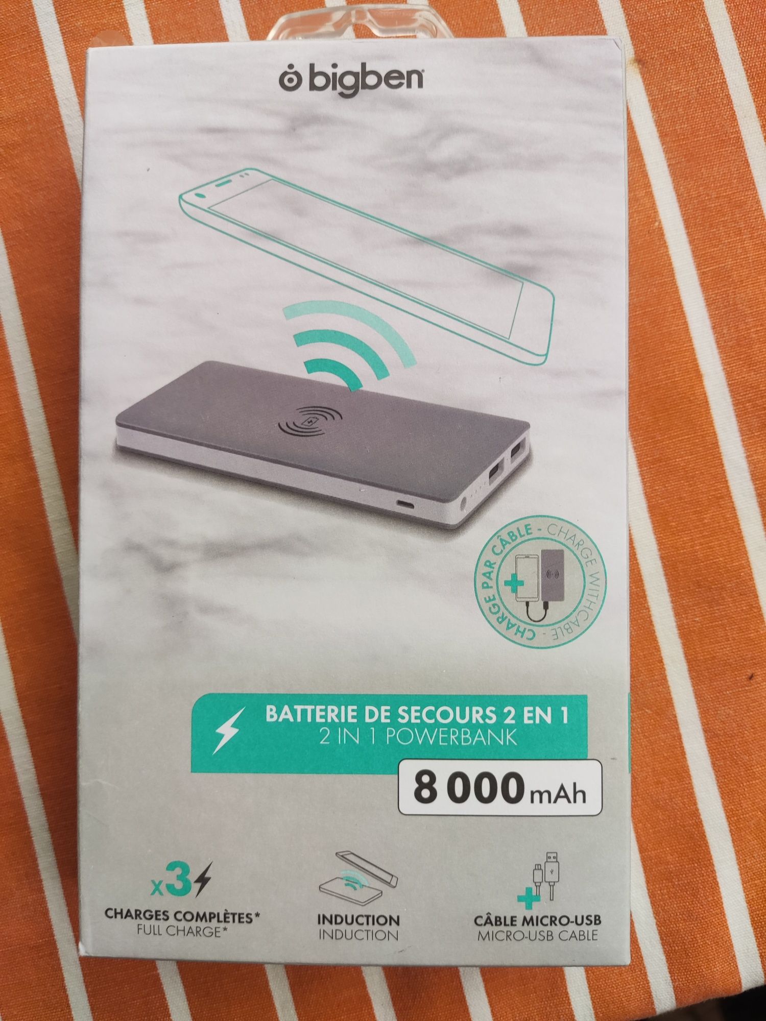 Powerbank 8000mha wireless charge 5w