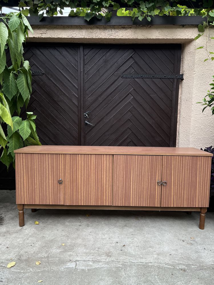 Komoda drewniana 180cm jamnik PRL kredens / sideboard orzech