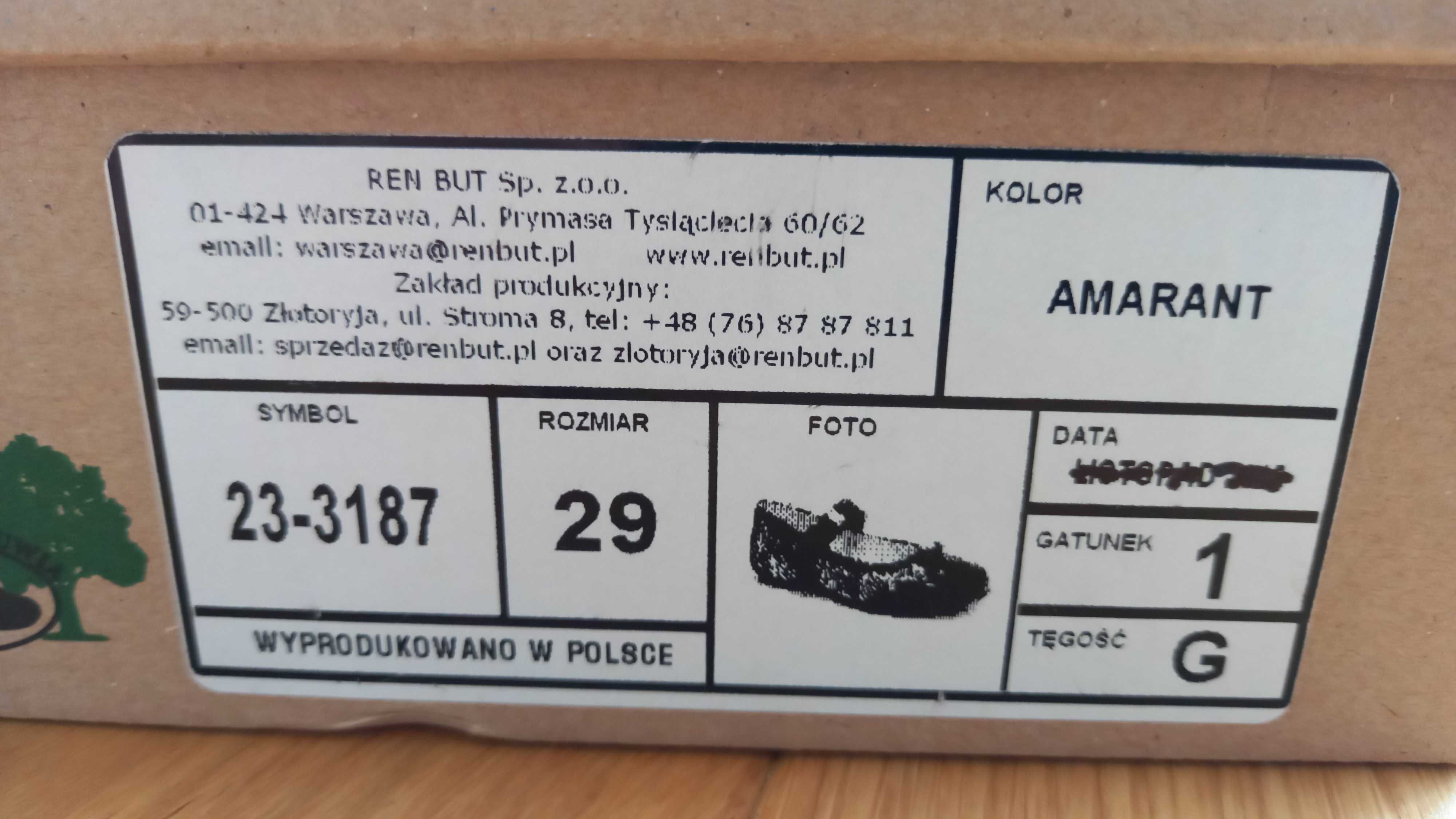 Baleriny Ren-But 23-3187 amarant - idealny stan - rozmiar 29