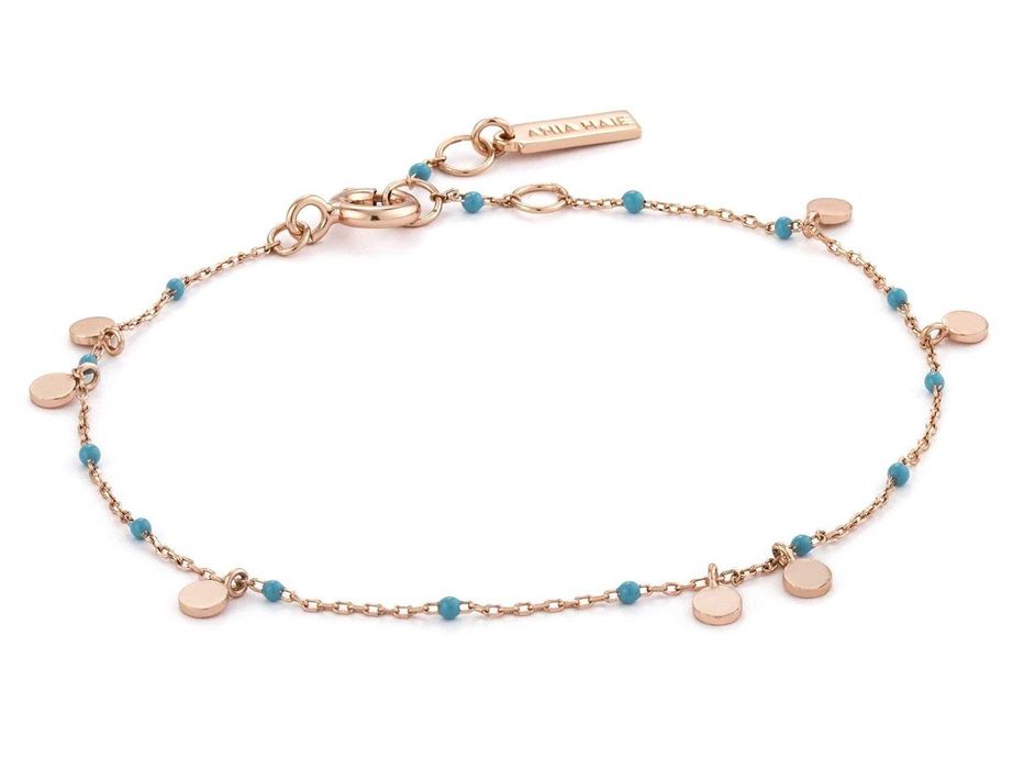 Pulseira prata dourada e turquesas Ania Haie