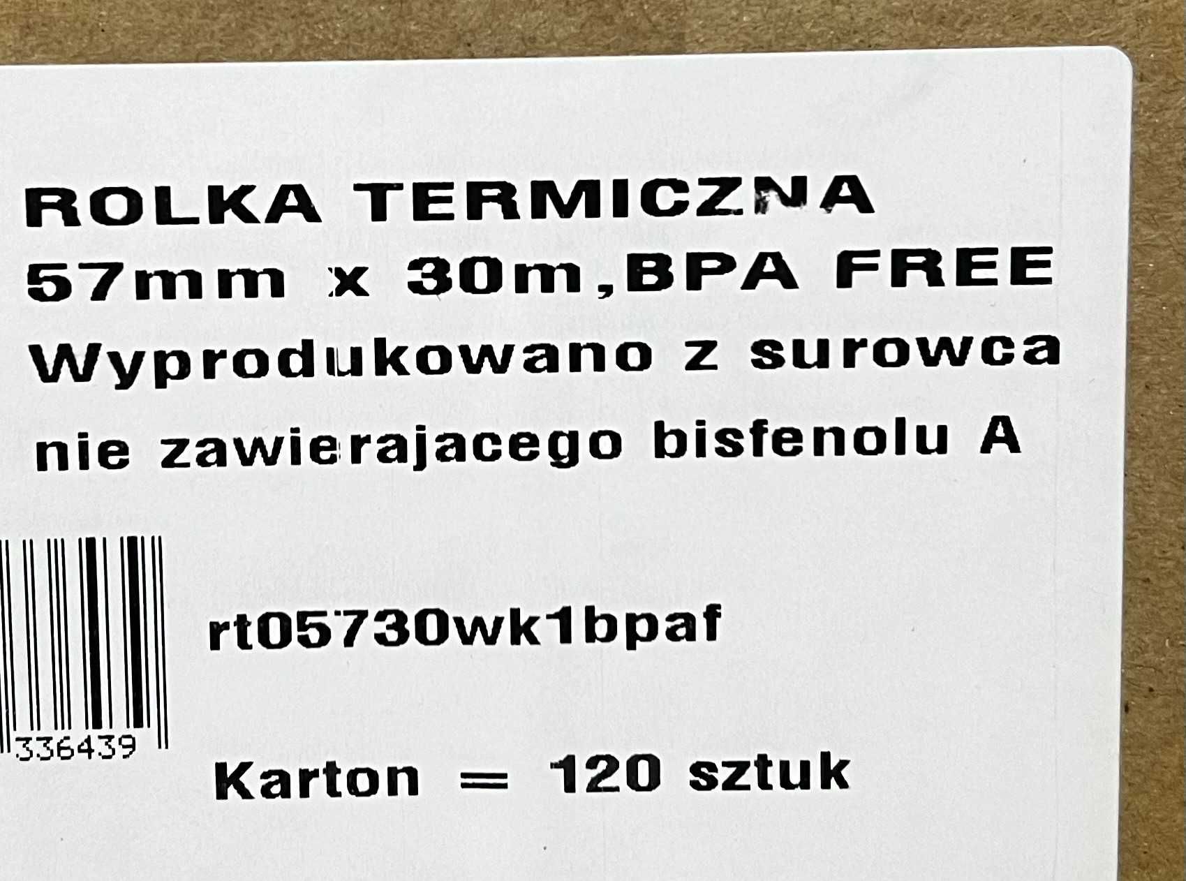 Rolka termiczna 57 / 30 paczka 120 sztuk 1,39 zł za sztukę