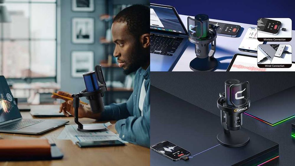 Comica EJoy Uni Pro Бездротовий студійний мікрофон з підставкою