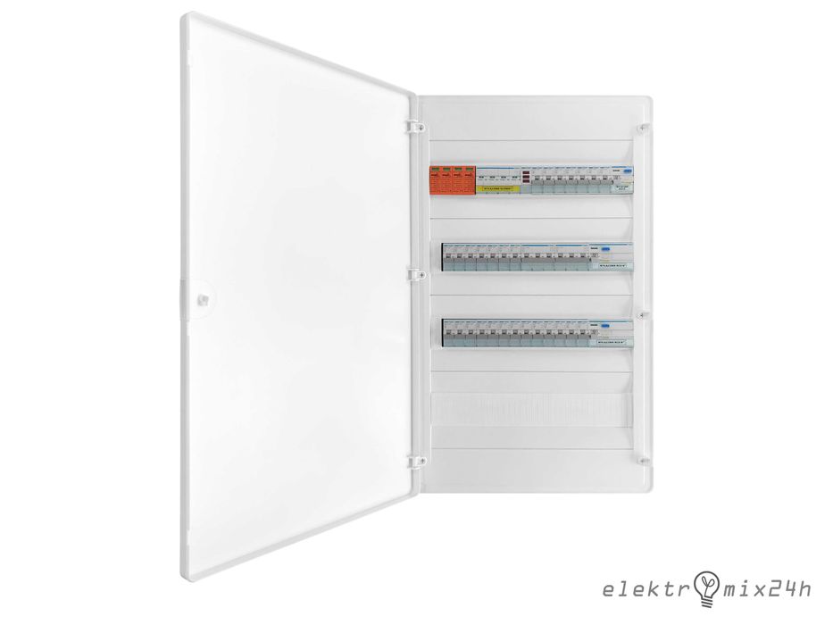 Rozdzielnica natynkowa z zabezpieczeniami, gotowa 4x18 modułów Hager