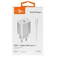 Ładowarka sieciowa USB Typ-C + kabel USB Typ-C - PD - 25W - TC25C+CC