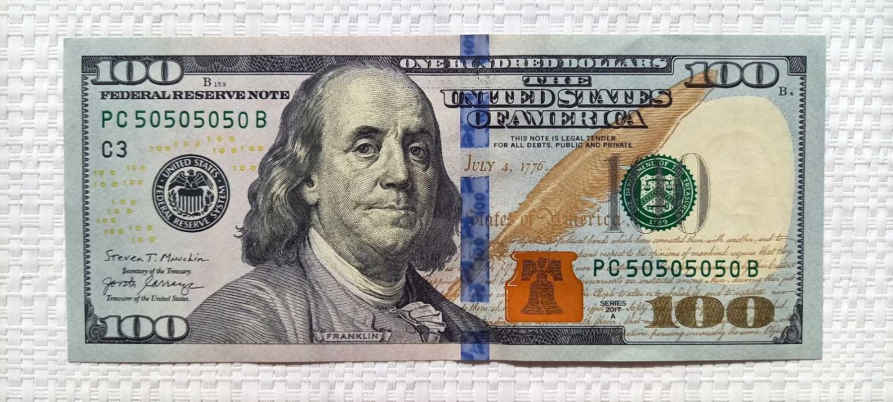Купюра 100 доларів. В колекцію або подарунок. 50505050