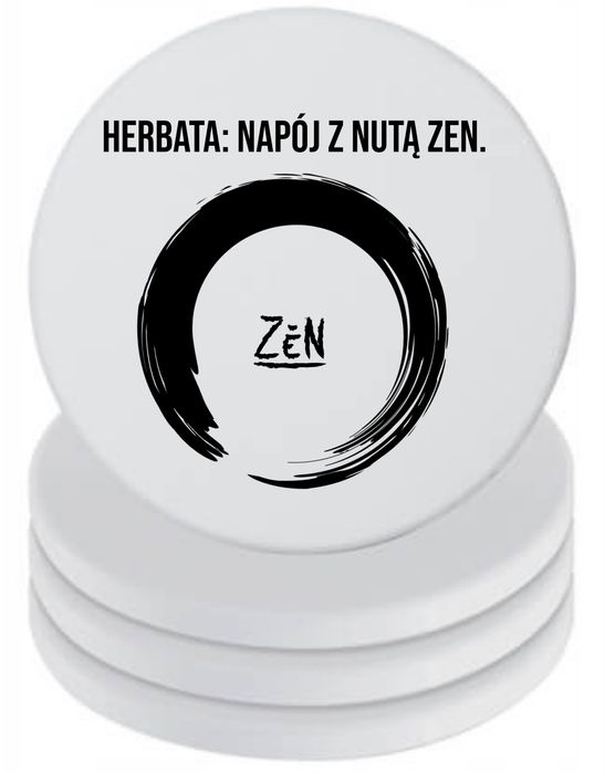 Podkładki ceramiczne pod Kubek x4 DLA HERBATA NAPÓJ Z NUTĄ ZEN