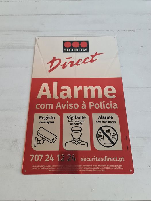 Placa de Alarme SECURITAS Dissuasora Anti Roubo Assalto Casa Aviso