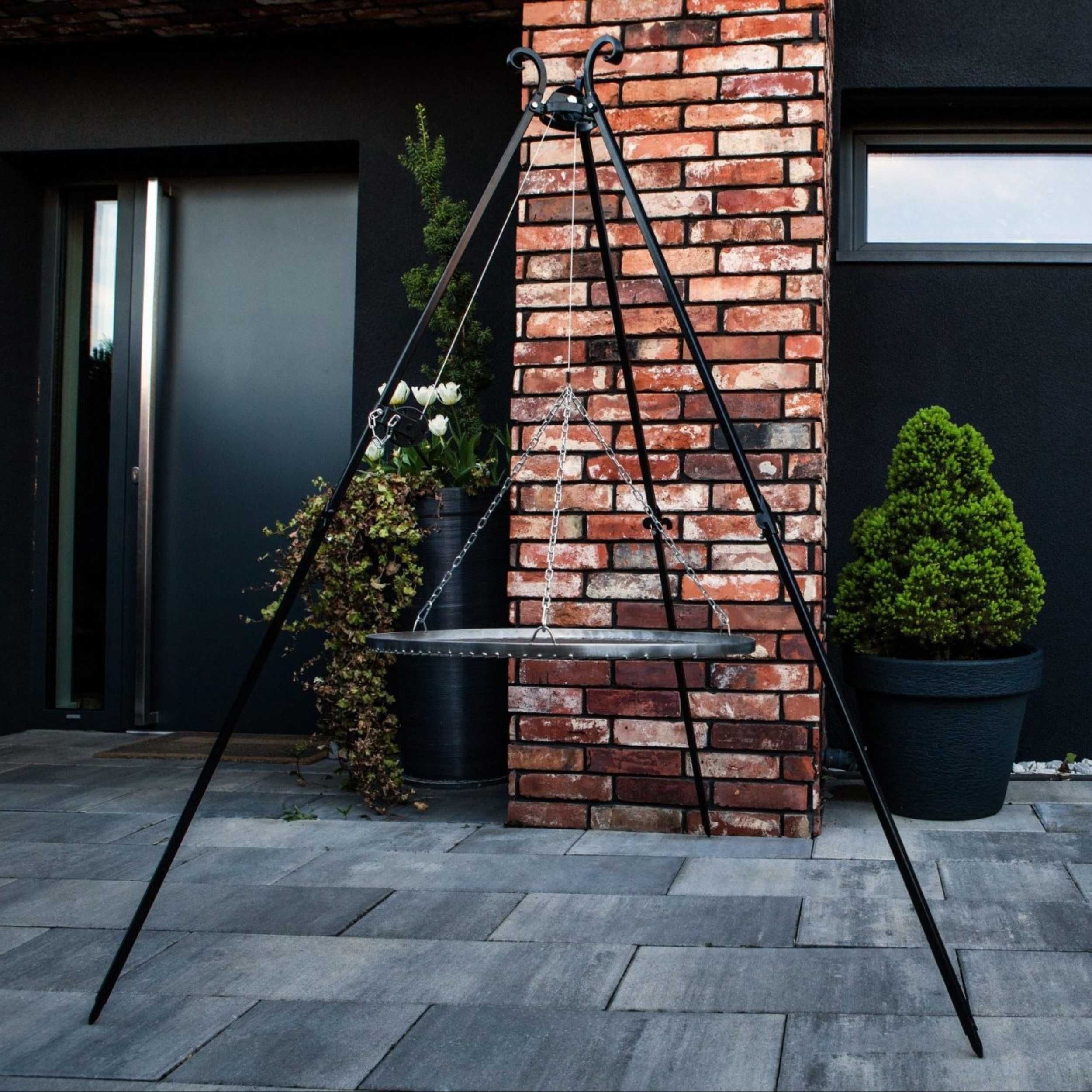 Palenisko Trójnóg Zestaw Grill 80 cm z Rusztem Ognisko Kijki 10 sztuk!